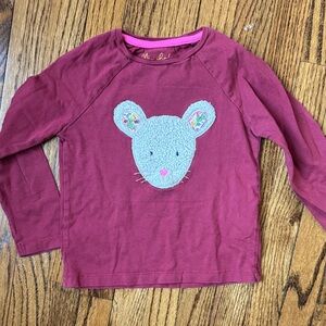 Mini Boden Mouse Appliqué Long Sleeved Top 3-4Y